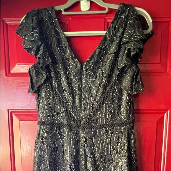 Taylor Women's Lace Cap Sleeve V Neck MIDI Dress high/low - Picture 1 of 5